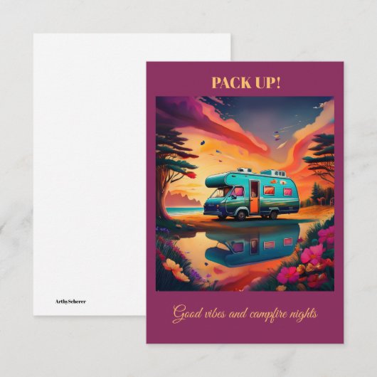 Camping Card: Outdoors Adventure Note Card Bedankkaart (Voorkant / Achterkant)