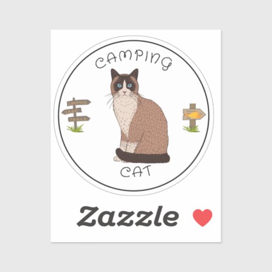 Camping Cat Sticker (Vel)