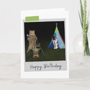 Camping Cats Funny Birthday Card Kaart