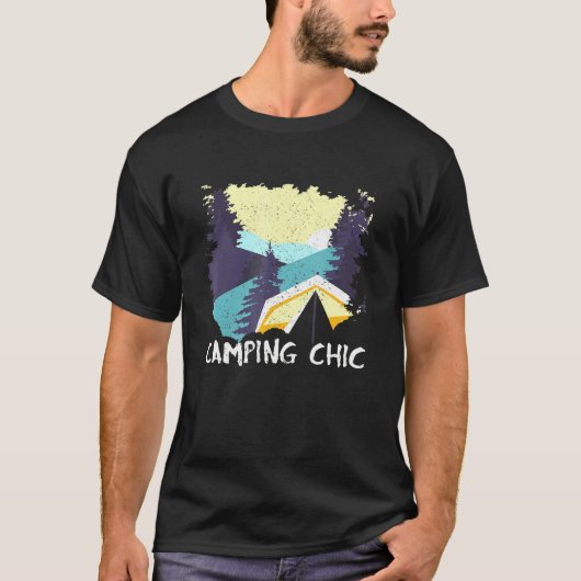 Camping Chic Summer Camping Tropical Camper Couple T-shirt (Voorkant)