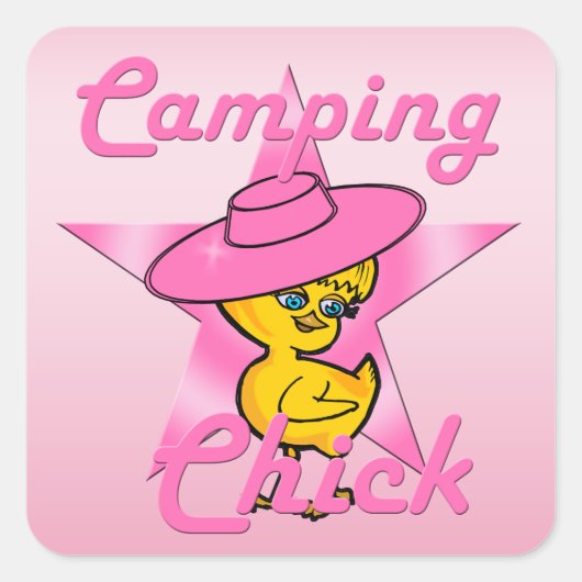 Camping Chick #8 Vierkante Sticker (Voorkant)