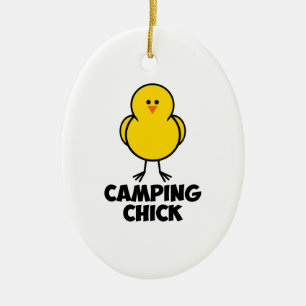 Camping Chick Keramisch Ornament