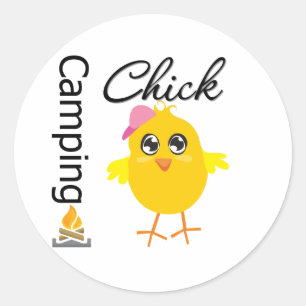 Camping Chick Ronde Sticker