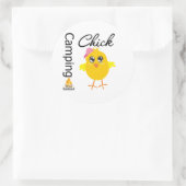 Camping Chick Ronde Sticker (Tas)