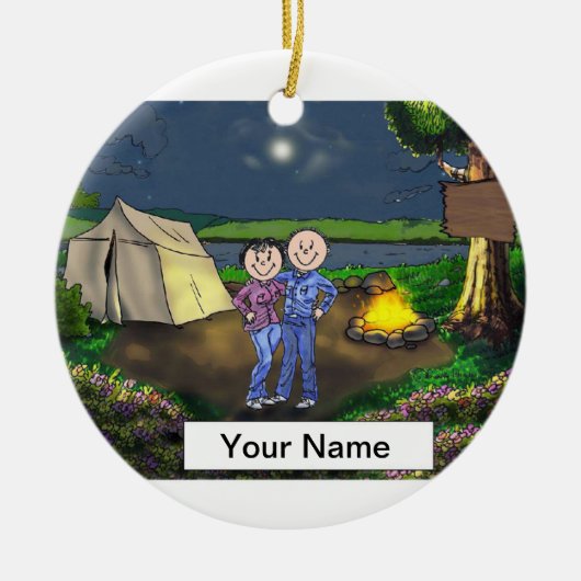 Camping Couple Keramisch Ornament (Voorkant)