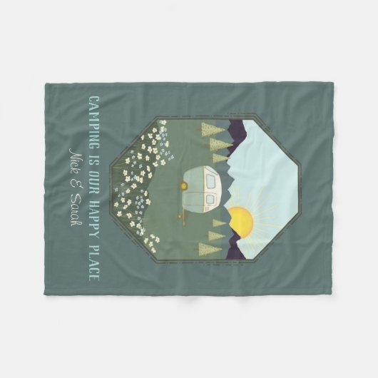 Camping Couples Outdoorn Camp Trailer Personalized Fleece Deken (Voorkant (Horizontaal))