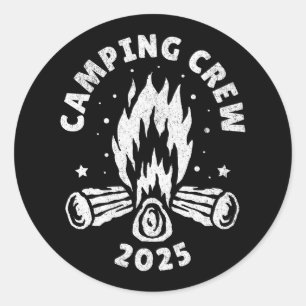 Camping Crew 2025 Camper Vintage Ronde Sticker