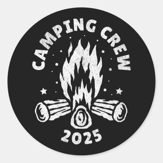 Camping Crew 2025 Camper Vintage Ronde Sticker (Voorkant)