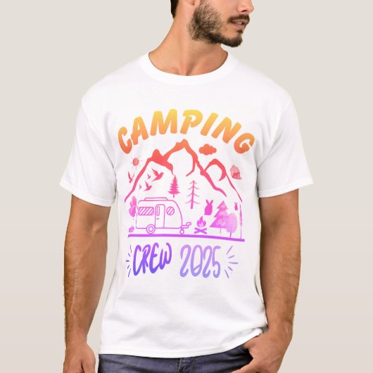  Camping Crew 2025 liefhebber camping leuke humor T-shirt (Voorkant)