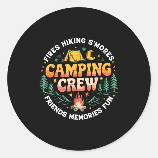 Camping Crew Family Matching Group Friends Men Wom Ronde Sticker (Voorkant)