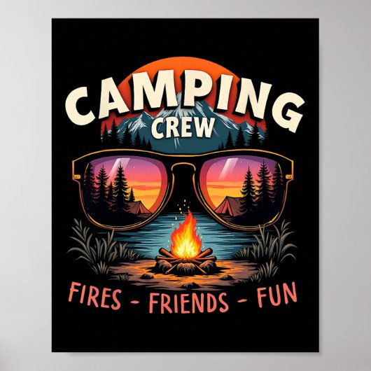 Camping Crew Fires Friends Fun Vacation Summer  Poster (Voorkant)