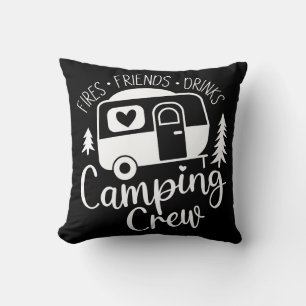 Camping Crew Fries Vrienden Drinken Kussen