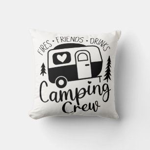 Camping Crew Fries Vrienden Drinken Kussen