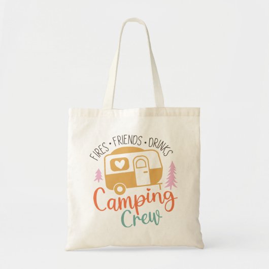 Camping Crew Fries Vrienden Drinken Tote Bag (Voorkant)