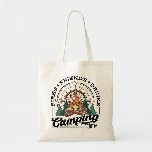 Camping Crew Fries Vrienden Drinken Tote Bag (Voorkant)