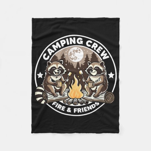 Camping Crew Hike Camping Campfire Raccoons Family Fleece Deken (Voorkant)