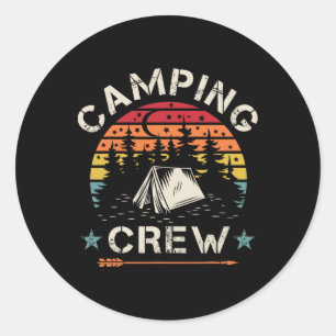 Camping Crew Retro Camper  Ronde Sticker