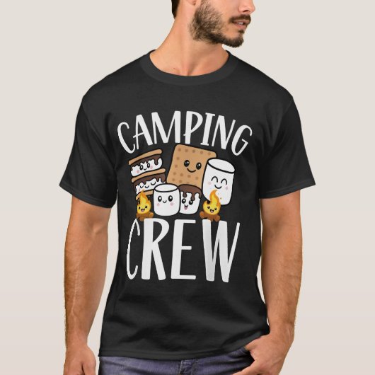 Camping Crew Schattige S’mores Marshmallow kampvuu T-shirt (Voorkant)