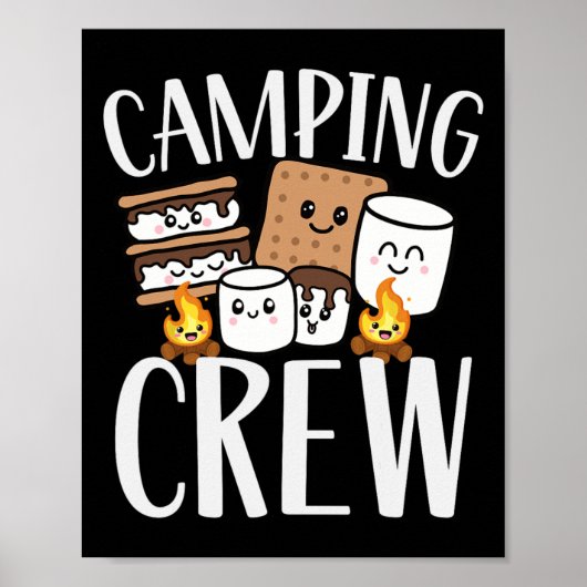 Camping Crew Smore Kampvuur Groep Team Kinderen Poster (Voorkant)