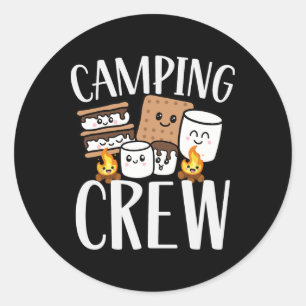Camping Crew Smore Kampvuur Groep Team Kinderen Ronde Sticker