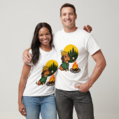Camping Dachshund Marshmallow Roosteren T-shirt (Unisex)