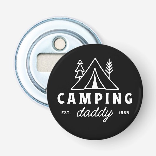 Camping dad camper daddy funny father button flesopener (Voorkant)