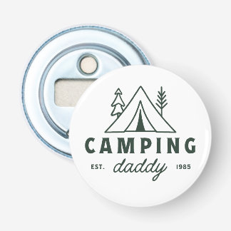 Camping daddy dad camper father green button flesopener