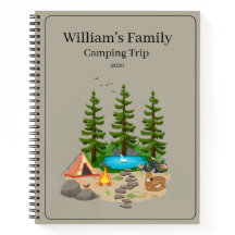 Camping dagboek met camping illustratie