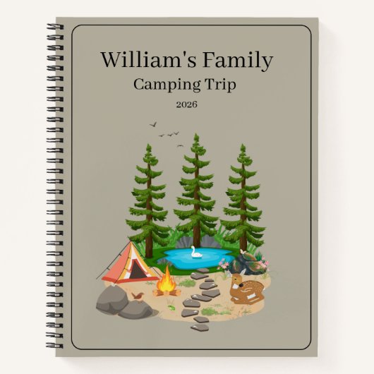 Camping dagboek met camping illustratie notitieboek (Voorkant)