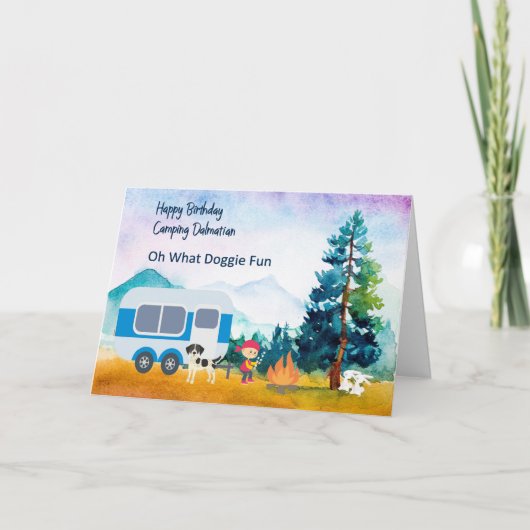 Camping Dalmatian Birthday Kaart (Voorkant)