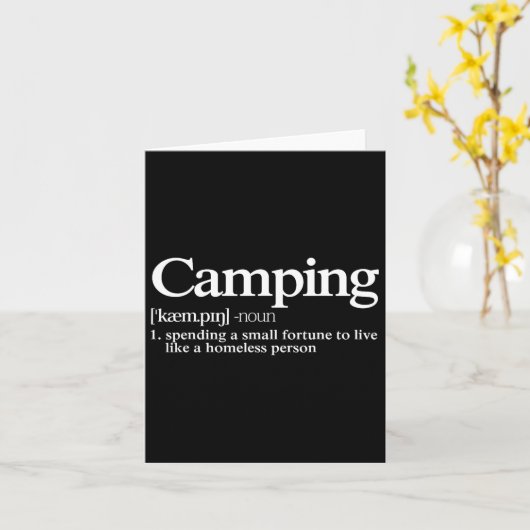 Camping Definitie - Funny Camper Gezegde Kaart (Gele Bloem)