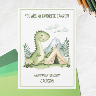 Camping Dinosaur Kinder Gelukkige Valentijnsdag Feestdagenkaart