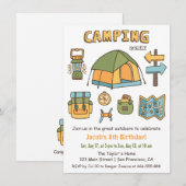 Camping Doodle Kids Verjaardagsfeest Uitnodigingen (Voorkant / Achterkant)