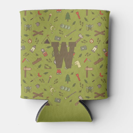Camping Doodles Monogram Camping Camping Doodles Blikjeskoeler (Voorkant)