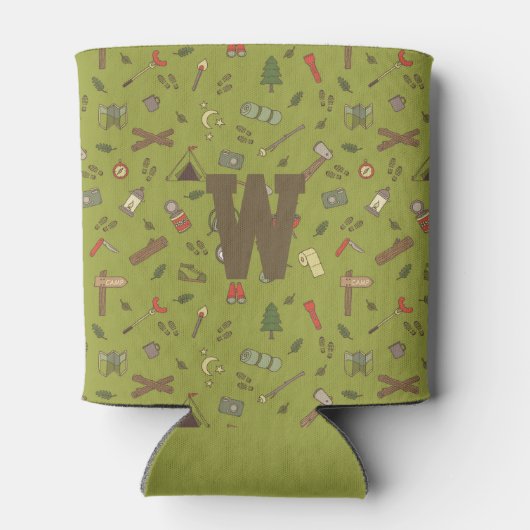 Camping Doodles Monogram Camping Camping Doodles Blikjeskoeler (Achterkant)