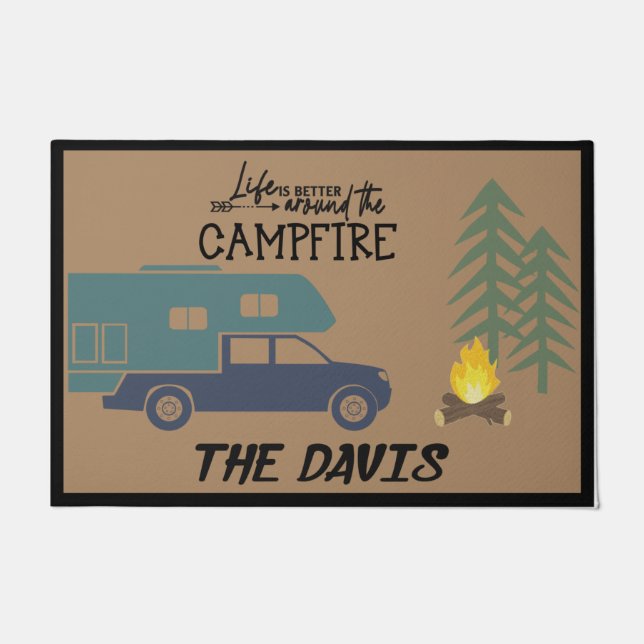 Camping Doormat Gift, Camper Housewarming Gift Deurmat (Voorkant)