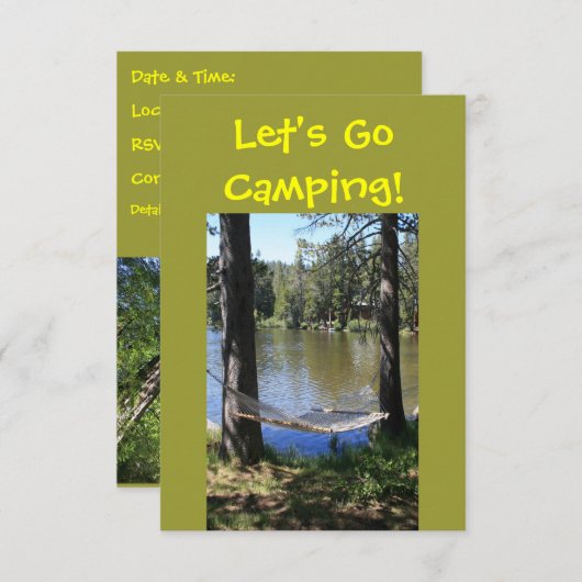 Camping Double Sided Invitation Kaart (Voorkant / Achterkant)