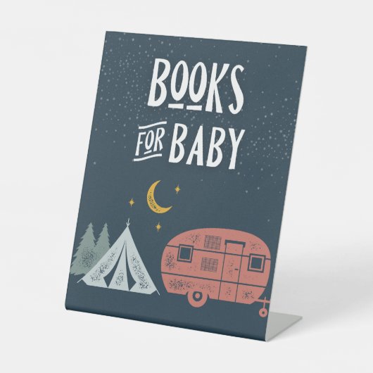 Camping douchebord | Boeken voor Baby Reclamebord Met Voetstuk (Voorkant)