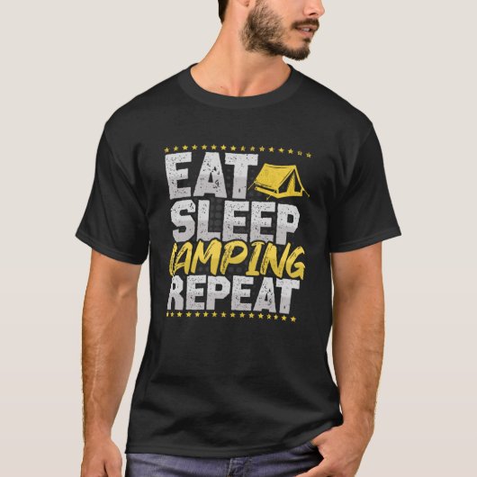 Camping Eat Sleep Herhalingstenten Hobby Camping T-shirt (Voorkant)