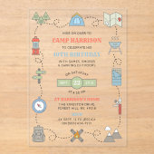 Camping Elke Leeftijd Verjaardagsfeest Acryl Uitnodigingen (Voorkant)