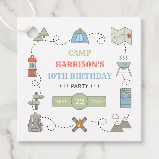 Camping Elke Leeftijd Verjaardagsfeest Bedankjes Labels