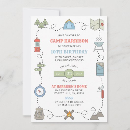 Camping Elke Leeftijd Verjaardagsfeest Kaart (Voorkant)