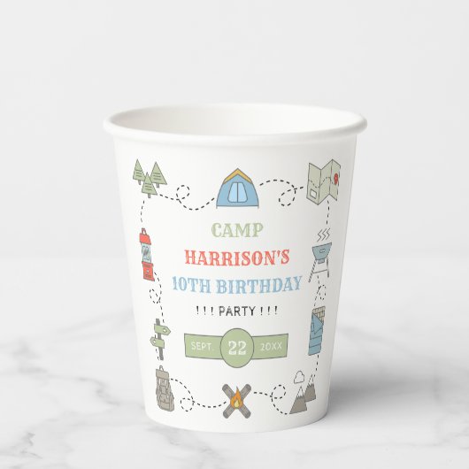 Camping Elke Leeftijd Verjaardagsfeest Papieren Bekers (Achterkant)