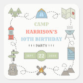 Camping Elke Leeftijd Verjaardagsfeest Vierkante Sticker (Voorkant)
