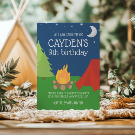 Camping en S'mores Verjaardag Uitnodigen Kaart