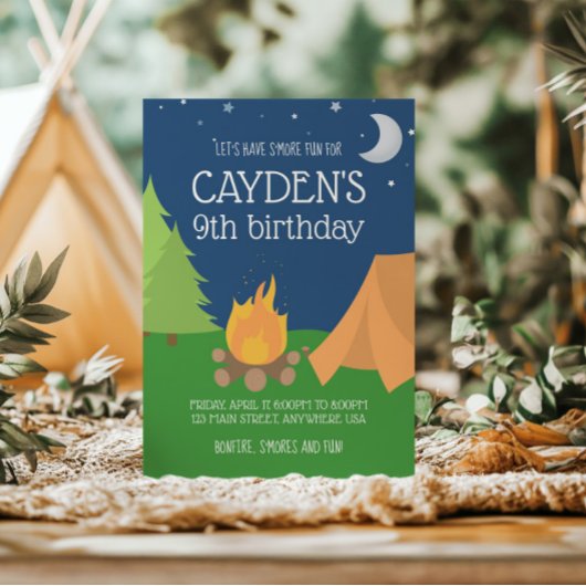 Camping en S'mores Verjaardag Uitnodigen Kaart
