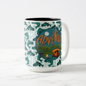 Camping en Vist avontuur Tweekleurige Koffiemok (Voorkant rechts)