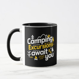 Camping Excursies Wachten Op Jou, zwarte mok