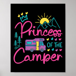 Camping Familie Meisje Campervan Motorhome Prinses Poster