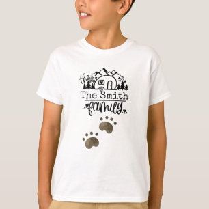 Camping Familie met naam en poot T-shirt